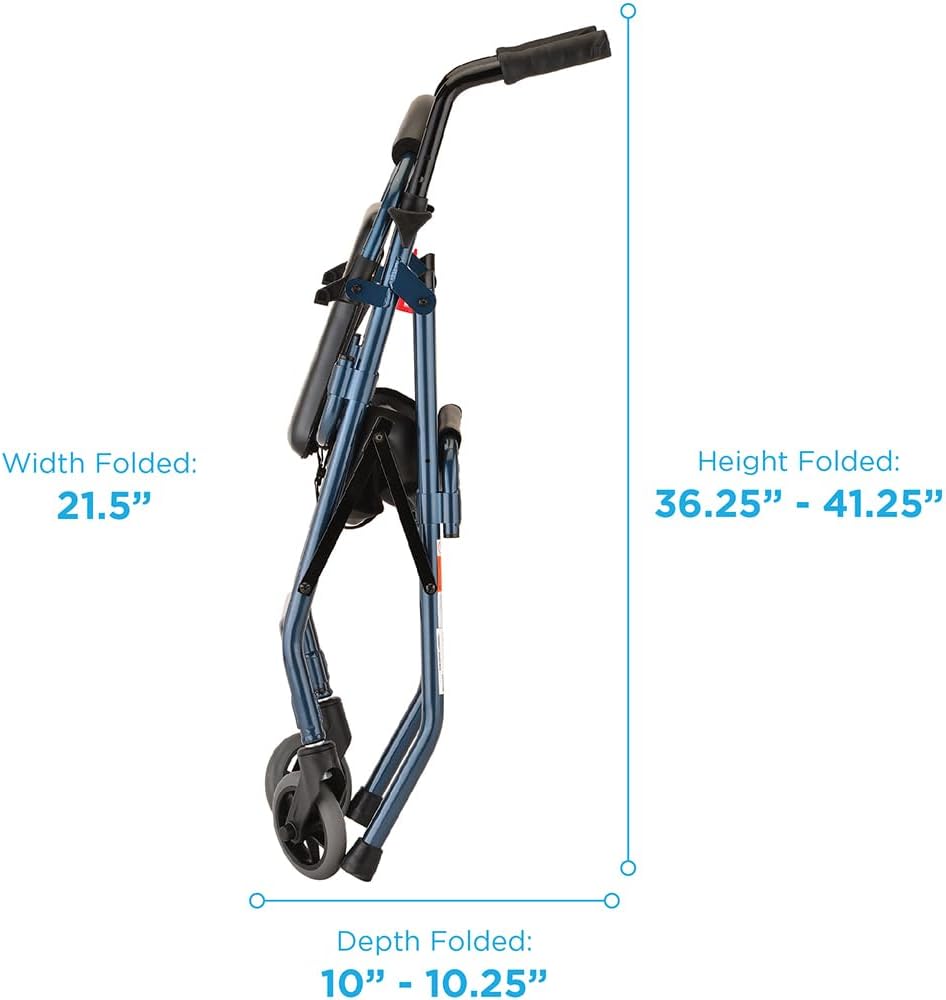 Cruiser 2 Lightweight Rollator Walker for Beginning Gait Training, 11 lb Foldable Rolling Walker with Seat, Stable