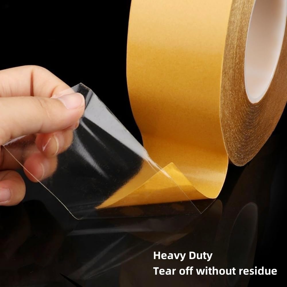 Ultra Thin Double Sided Tape Heavy Duty ,2" x 66FT(20m) - 0.125mm Thick Clear Strong Adhesive Two Sided Stick Tape