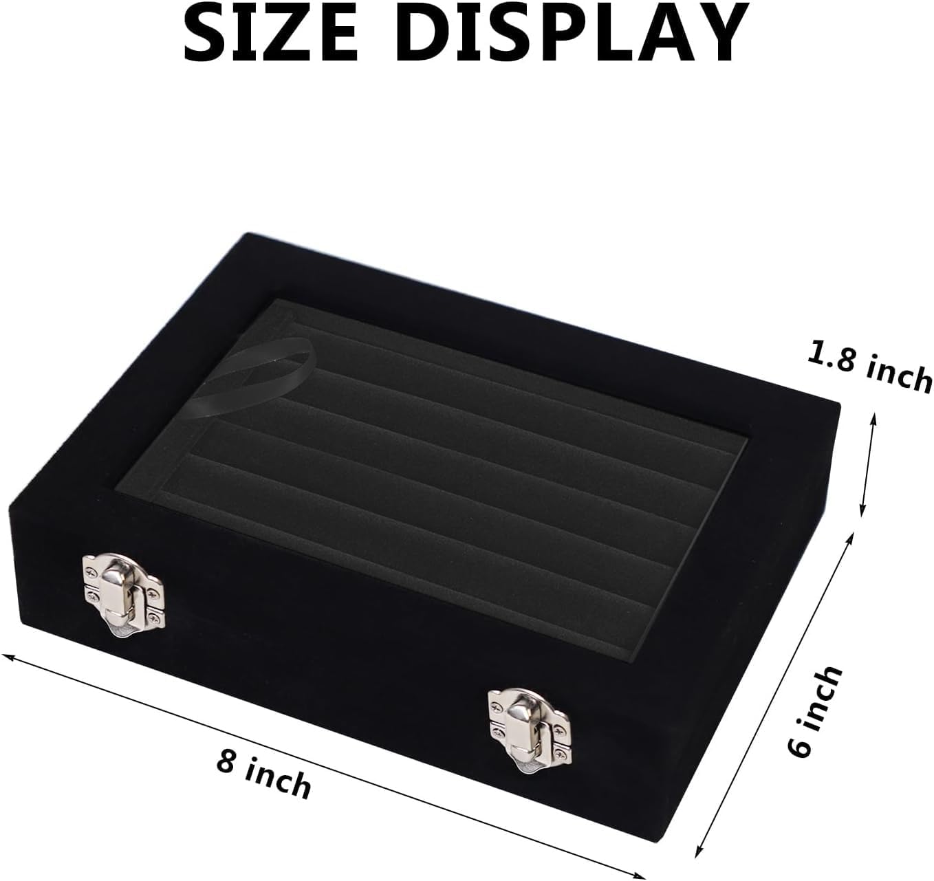 Jewelry Box Rings Organizer Tray 7 Slots Velvet Jewelry Earring Storage Box With Transparent Lid Jewelry Display Case