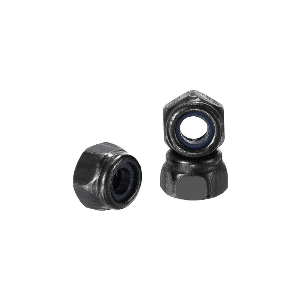 Kozelo 100Pcs M3-0.5 Nylon Locking Hex Nuts CarbonSteel Black