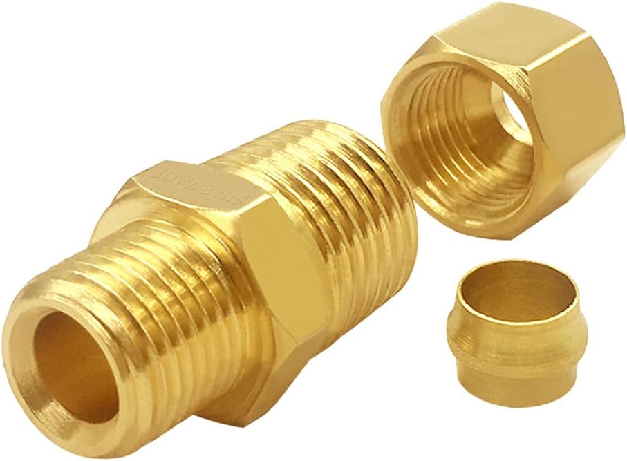 Joywayus 2 Pack Brass 1/4" NPT Male x 3/8" Tube OD Pipe Fittings