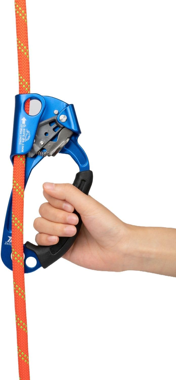 Quick Up Rope Ascender for Both Hand, UIAA & ISO & CE Certified Hand Ascender, Rope Clamp for 8~13MM Rope