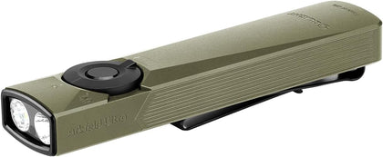 Arkfeld Ultra EDC Flat Flashlight Rechargeable, OAL, Olive-Green CW | Green Beam,UV Light, White LED, 1400 Lumens