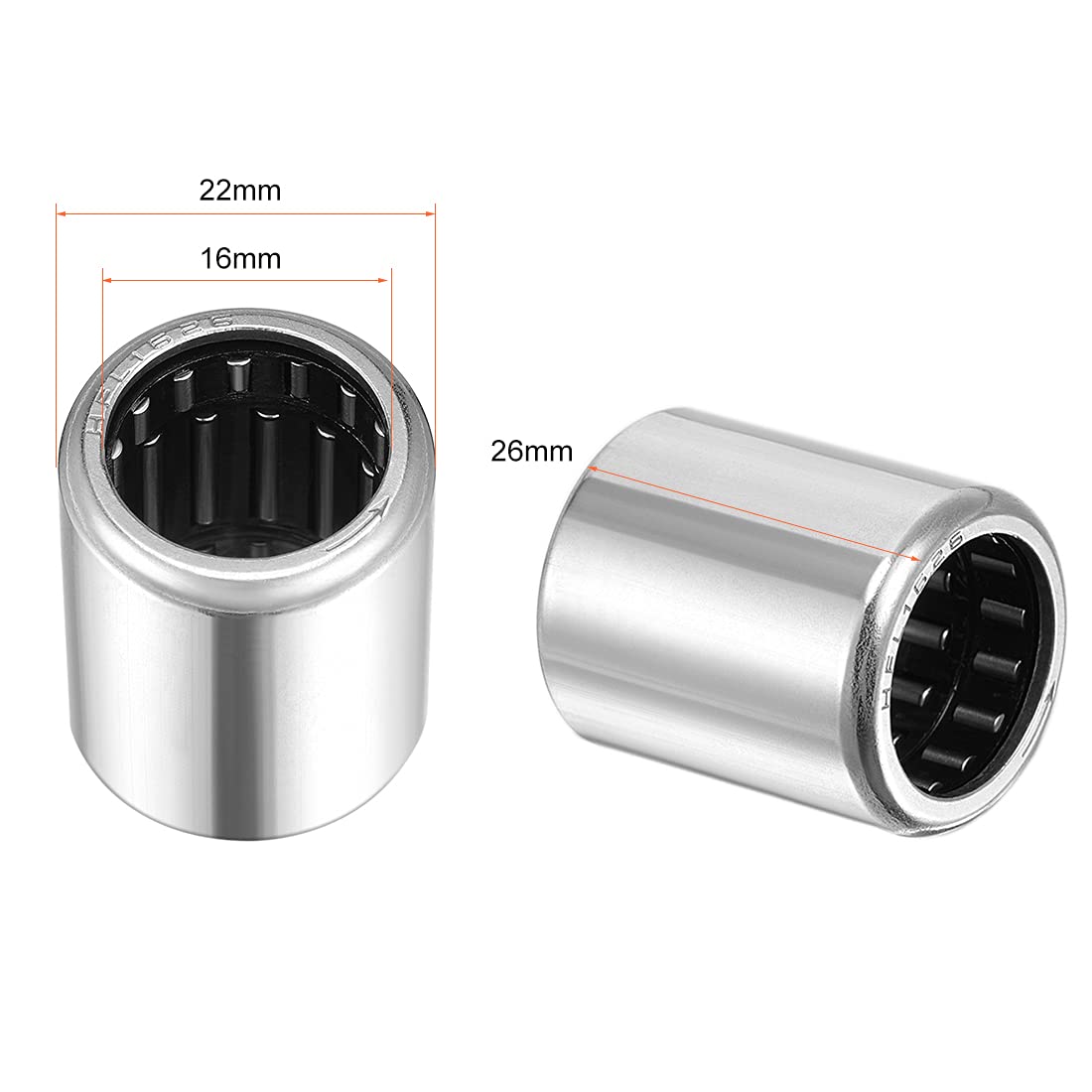 uxcell Needle Roller Bearings, One Way Bearing, 16mm Bore 22mm OD 26mm Width