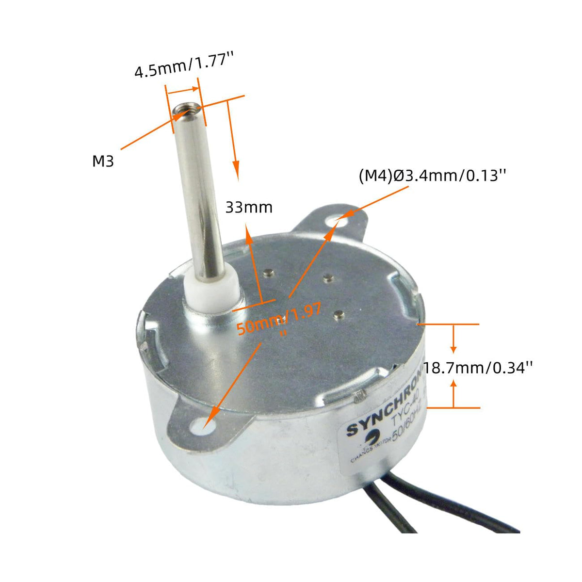 CHANCS TYC40 12V AC 5RPM Shaft 33mm Synchronous Motor with Power Supply - Input 110V Output AC 12V for Christmas Decoration