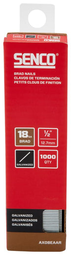 AX08EAAR 1/2" 18 Gauge Brad Nails, Galvanized Finish 1,000 Count Pack