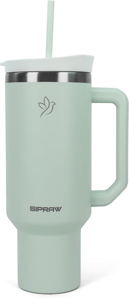 40oz Tumbler with Handle and Straw Insulated Stainless Steel Travel Mug Vacuum Double Wall Coffee Cup Leak Resistant