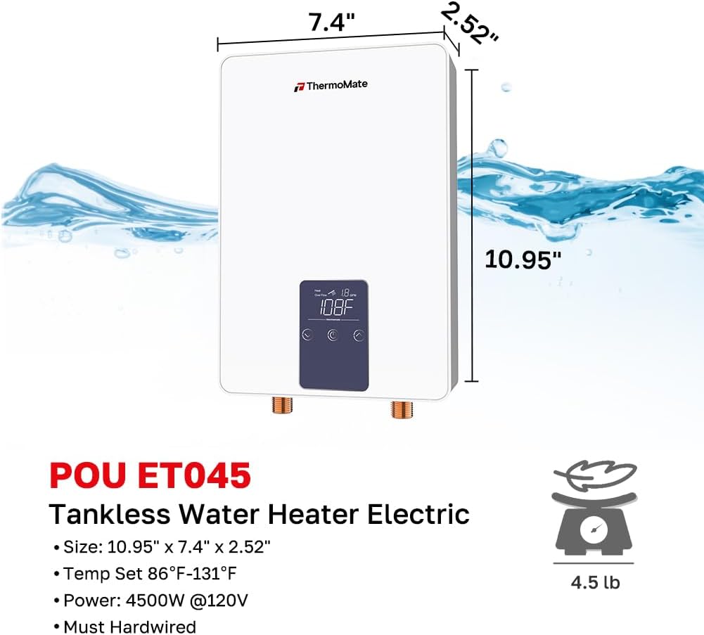 Tankless Water Heater Electric for Sink Faucet, 4500W 110~120V Small Point of Use Instant Hot Water Heater ETL