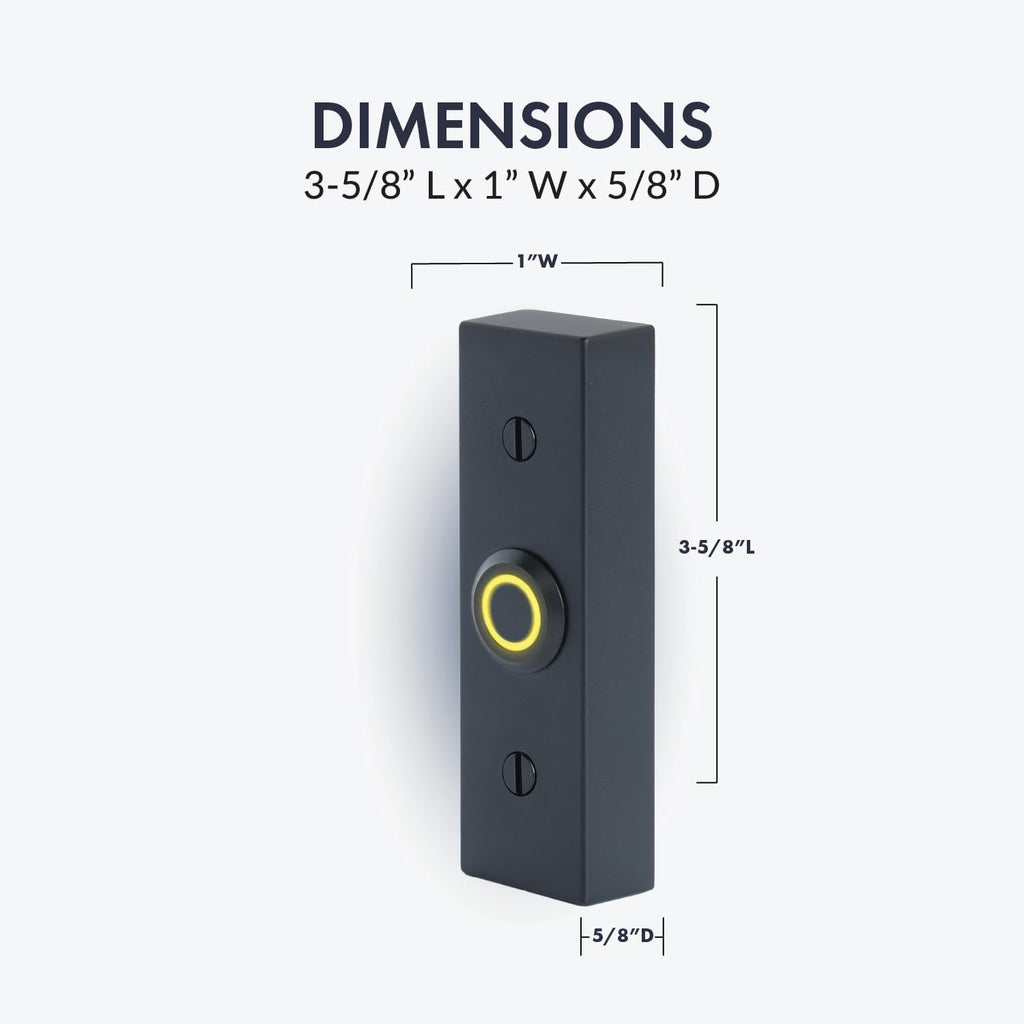 Rectangular Lighted Wired Metal Doorbell Button in Black BT6BL
