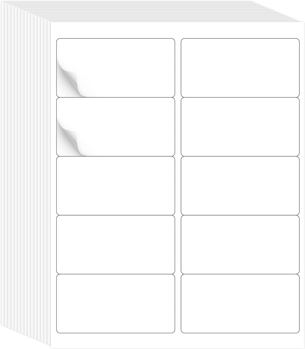 2"x4" Bulk Printable White Label Stickers 5000 Labels 500 Sheets