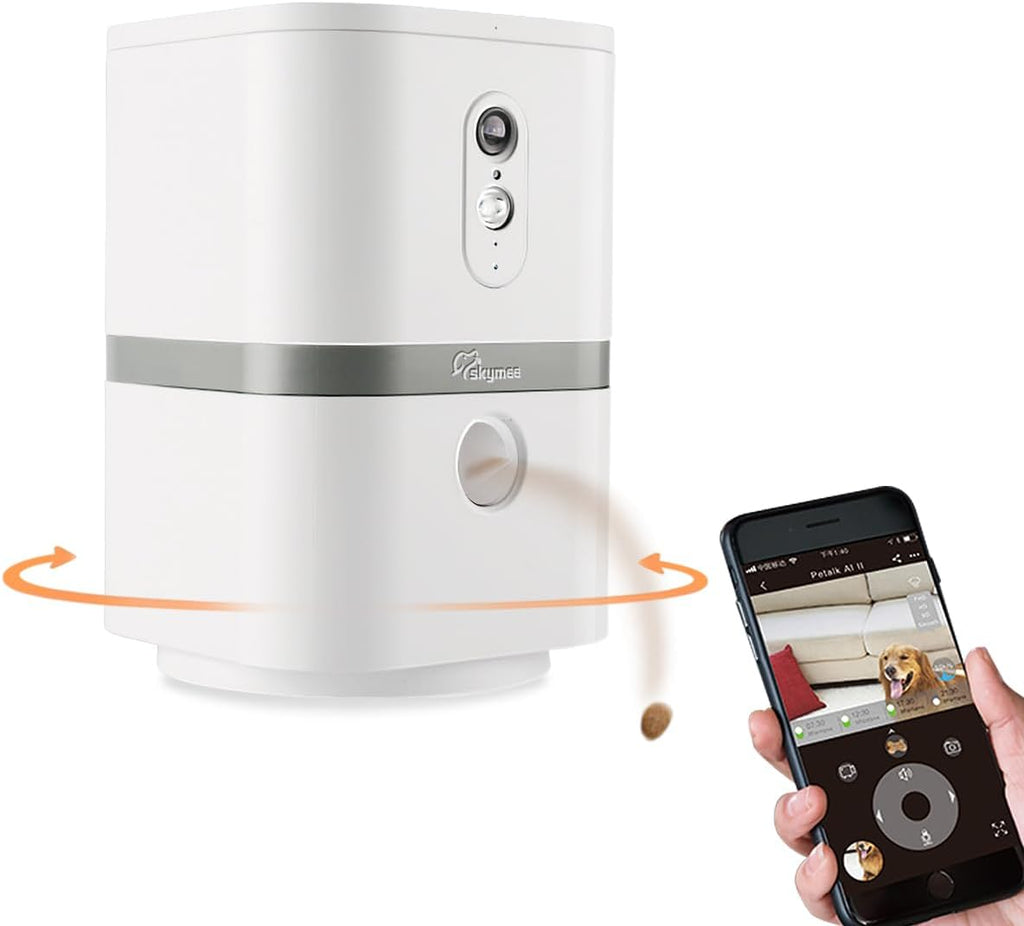 Petalk AI II Dog Camera Automatic Treat Dispenser, 5G WiFi Pet Camera with 180° Pan Full-Room View,Night Vision,Two