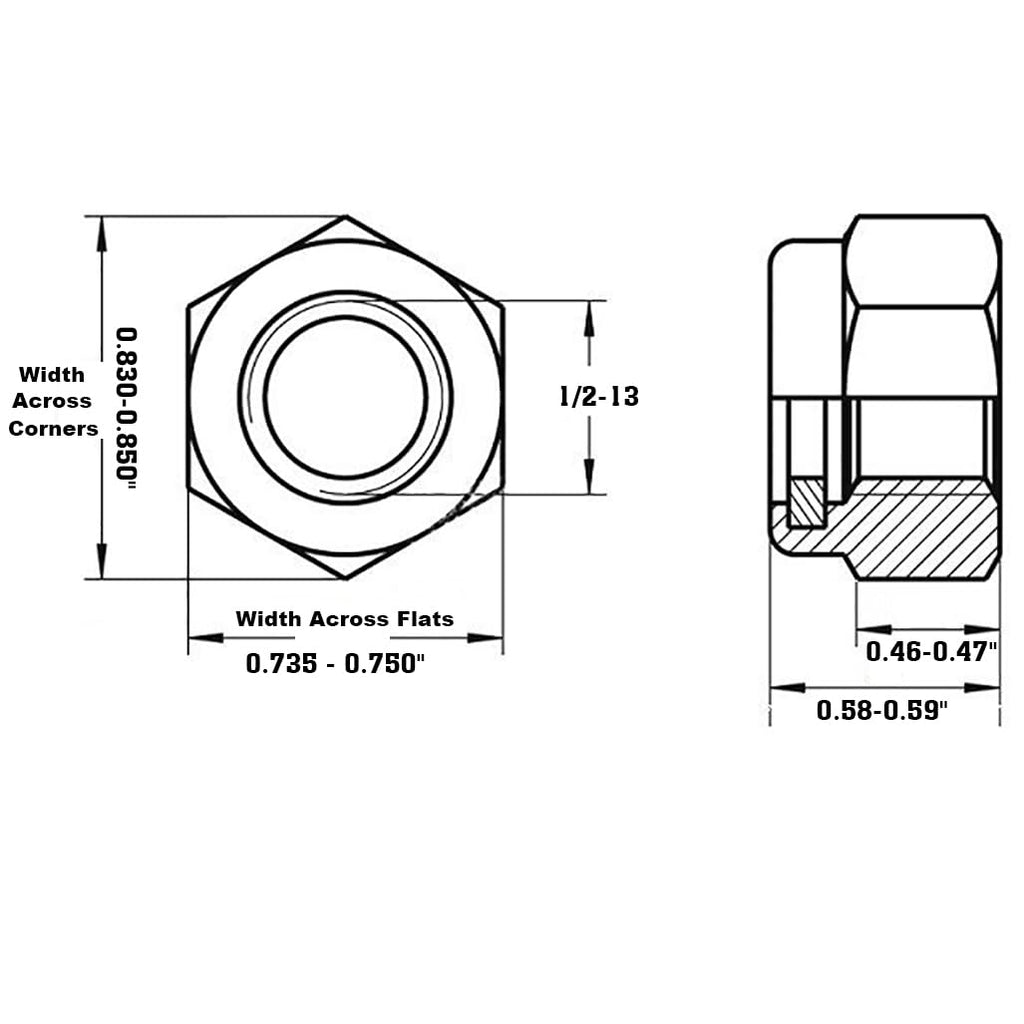 1/2-13 Lock Nut, Nylon Insert Hex Locknuts Locking Hex Nuts, Black e-Coating Stainless Steel, 20-Pack