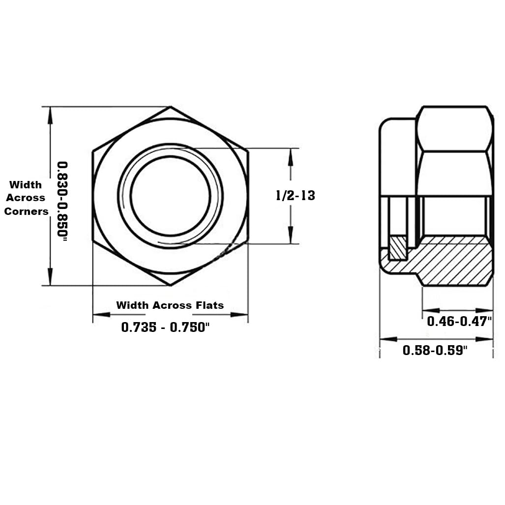 1/2-13 Lock Nut, Nylon Insert Hex Locknuts Locking Hex Nuts, Black e-Coating Stainless Steel, 20-Pack