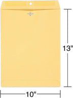 10x13 Kraft Clasp Envelopes, Brown, Heavyweight, 100/Pack