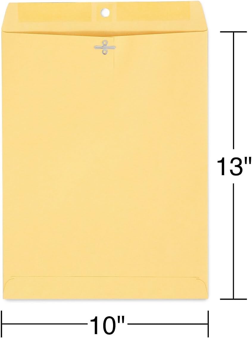 10x13 Kraft Clasp Envelopes, Brown, Heavyweight, 100/Pack