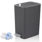 Small Bathroom Trash Can with Lid, 2.1 Gallon Slim Step Trash Can, Gray