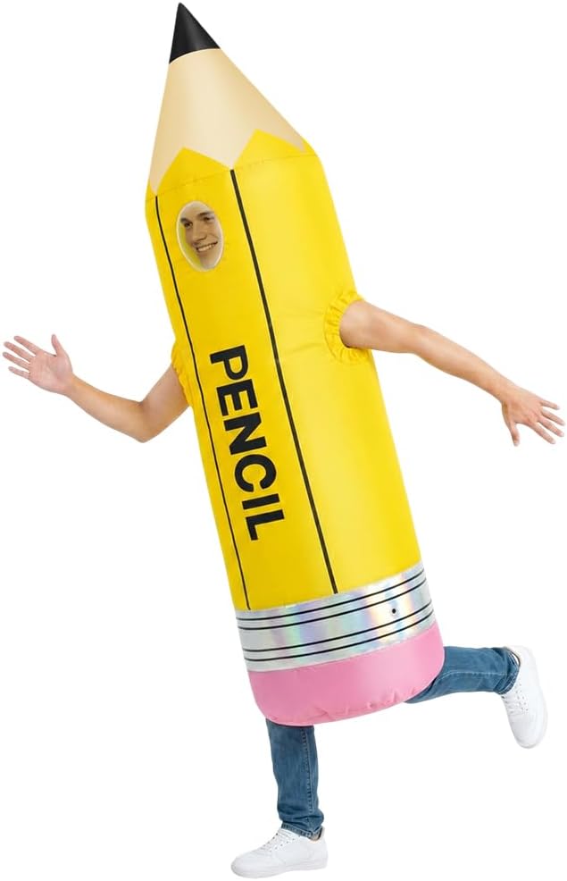 Pencil Inflatable Costume for Adult, Full Body Halloween Pencil Costumes, Blow up Stationery Suits