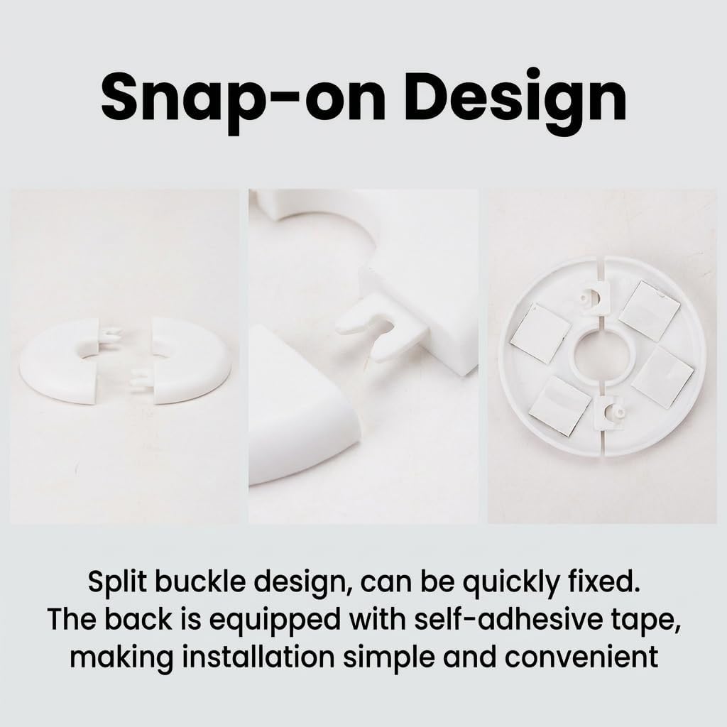 2pcs Wall Split Flange, white Self-Adhesive Pipe Cover Escutcheon Plate