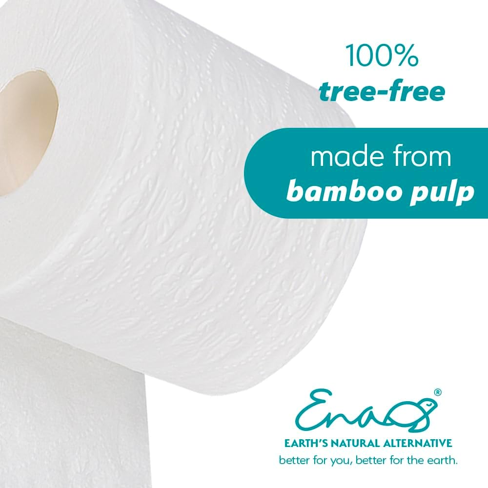 100% Bamboo Toilet Paper Bulk [2-ply, 450sheets, 24 Rolls] Tree free Bath Tissue, Biodegradable, Soft and Strong