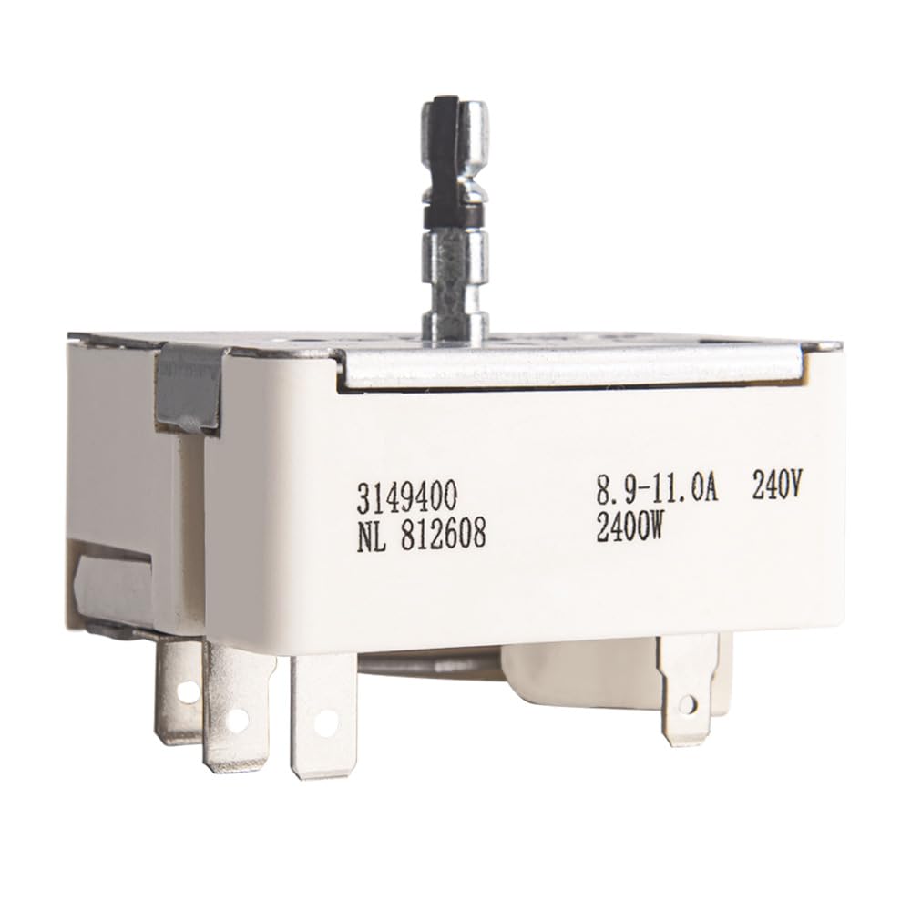 3149400 WP3149400 Range Surface Burner Infinite Switch Replacement Compatible with Whirlpool Kenmore Maytag KitchenAid Roper Amana Replaces 3148954 3148953 AP6007666 PS11740783 OEM Quality