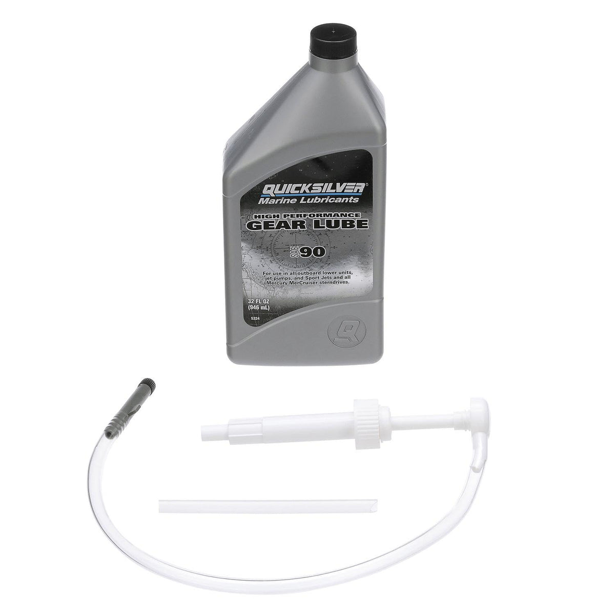 Quicksilver SAE 90 High Performance Gear Lube & Pump Kit, 32 oz