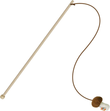 Cat Wand Toy for Indoor Cats, Wood Cat Stick Toy with Mushroom Catnip Toy,Interactive Cat Toy.