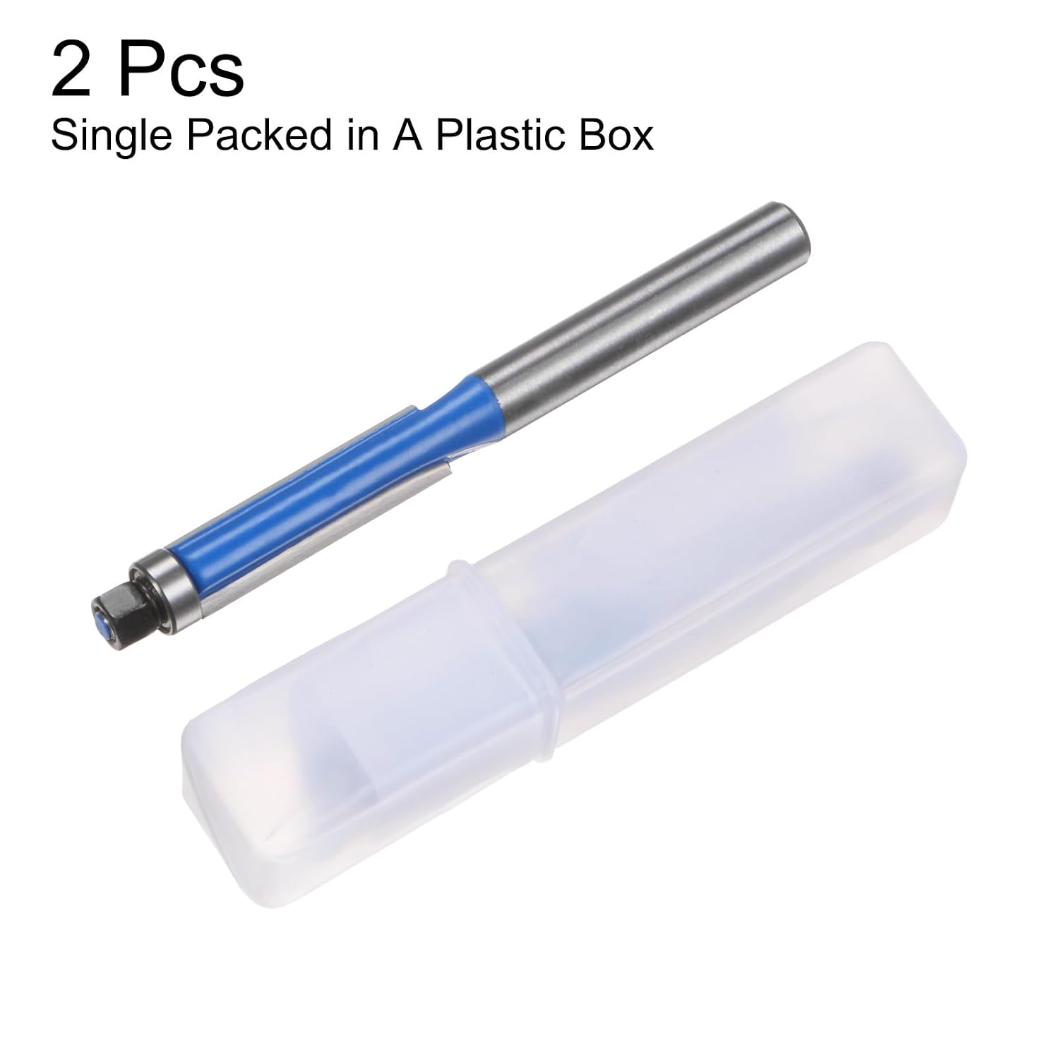 2pcs Flush Trim Router Bit 1/4" Shank 1/4" Dia 1" Cutting Depth Top Bearing Flush Straight Cut Trimming Router Bits