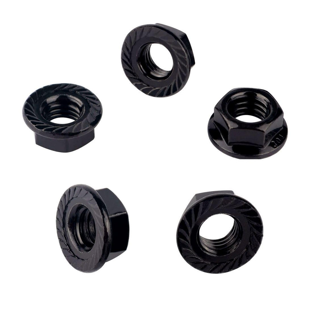 1/4-20 Serrated Flange Hex Lock Nuts 304 Stainless Steel, 50PCS Black