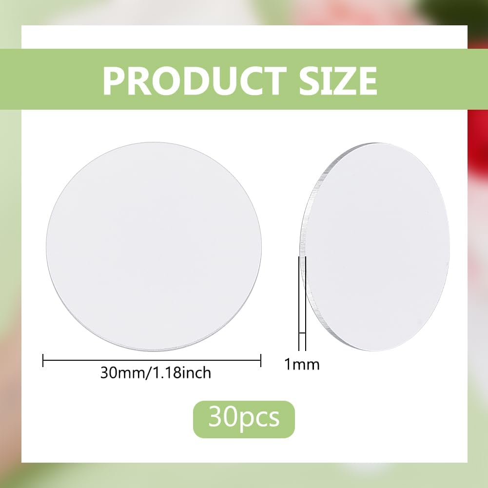 30 Pcs Sublimation Blank Aluminum Sheets, 1.18 Inch White Round Aluminum Disc, Aluminum Board Heat Transfer for
