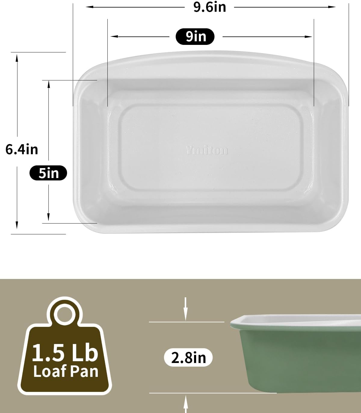 Nonstick Ceramic Bread Loaf Pan with Handle, Fern