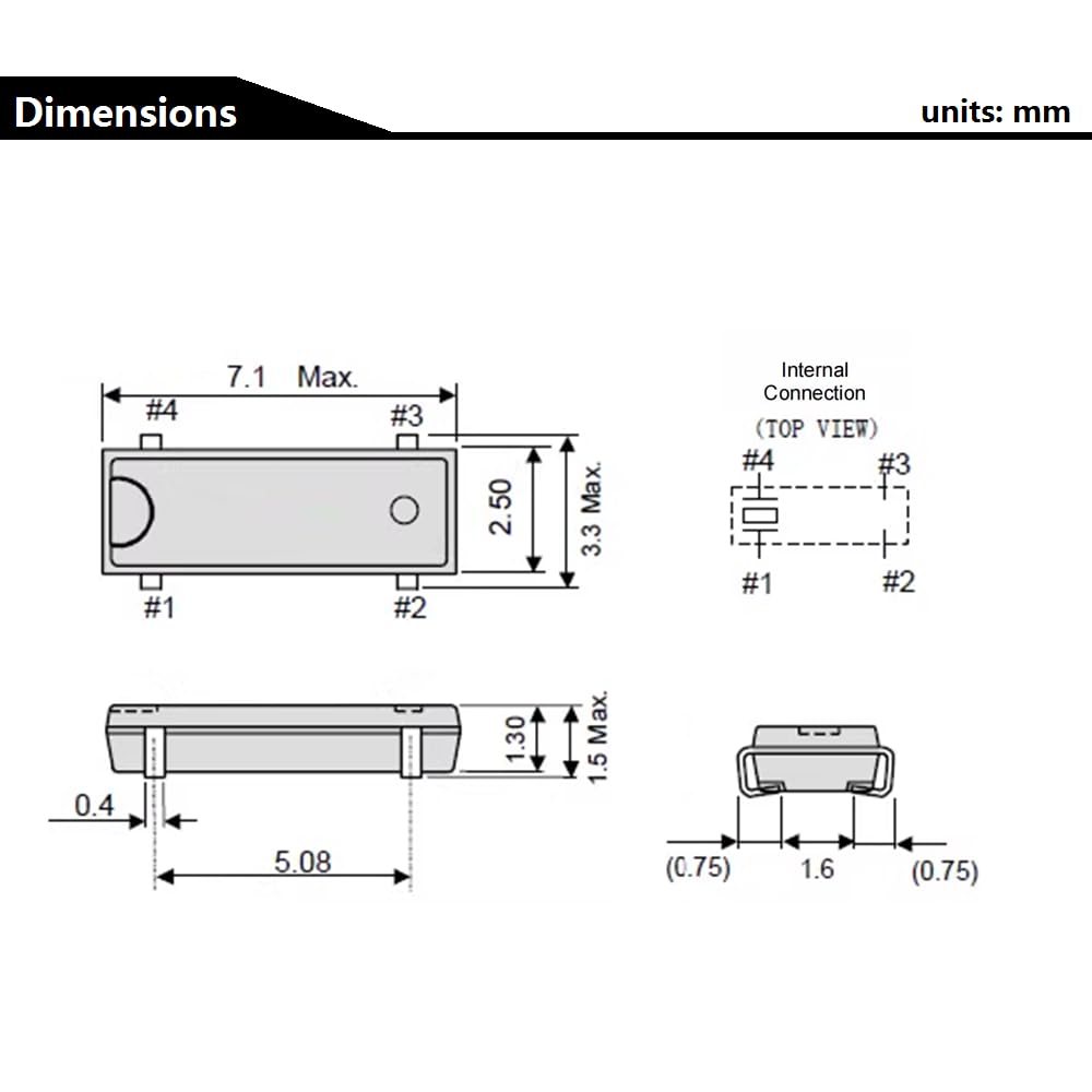 10Pcs 32.768kHz Passive Crystal Oscillator 7.1x2.5mm Surface Mount Crystal Resonator for Clock Watch CCO-MC156-32.768KHz