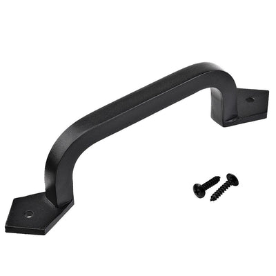 9" Square Door Pull Handle in Black - Solid Cast Iron