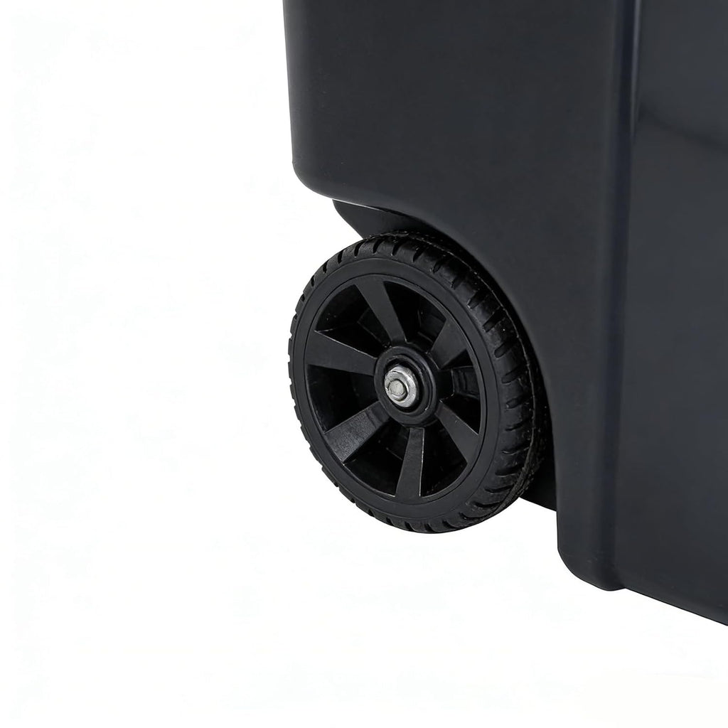 32 Gallon Outdoor Trash Can, Garbage Can with Wheels & Lid, Garbage Bin for Kitchens, Bedrooms, Garages, Gardens, and
