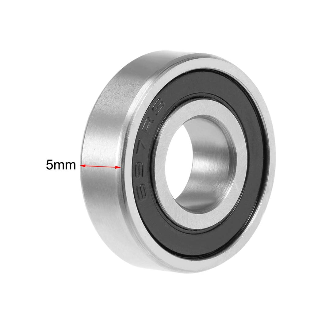 uxcell 697-2RS Deep Groove Ball Bearing 7x17x5mm Double Sealed Chrome Steel Bearings 10-Pack