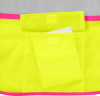 1284-LZ-PT-4-XL ANSI Class 2 Polyester Mesh SAFETY Vest with Zipper & 2" Silver Reflective Tape w/Pink Trim, Lime