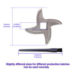 2 Pack #12 Stainless Steel Meat Grinder Blades, Replacement Cutter Knives
