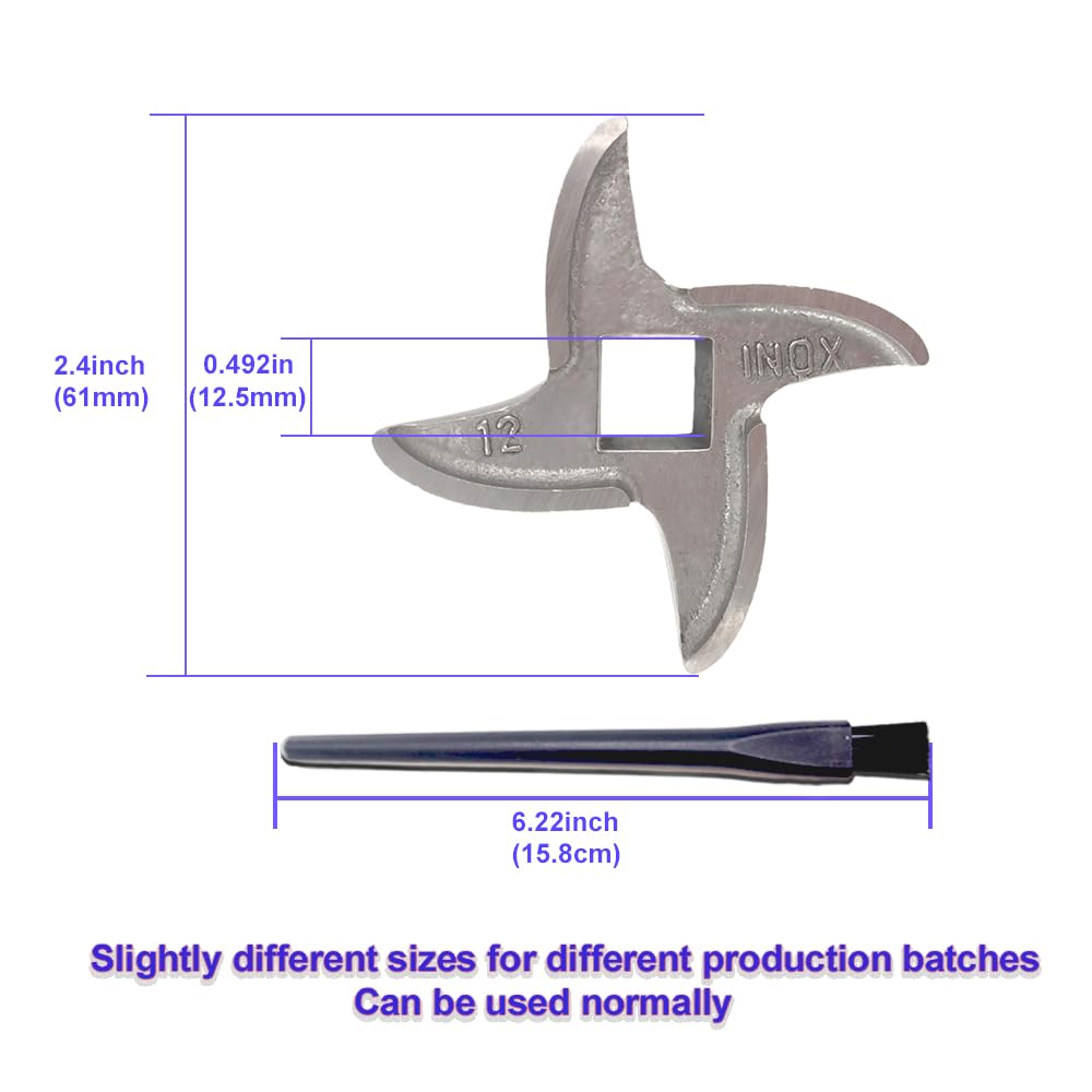 2 Pack #12 Stainless Steel Meat Grinder Blades, Replacement Cutter Knives