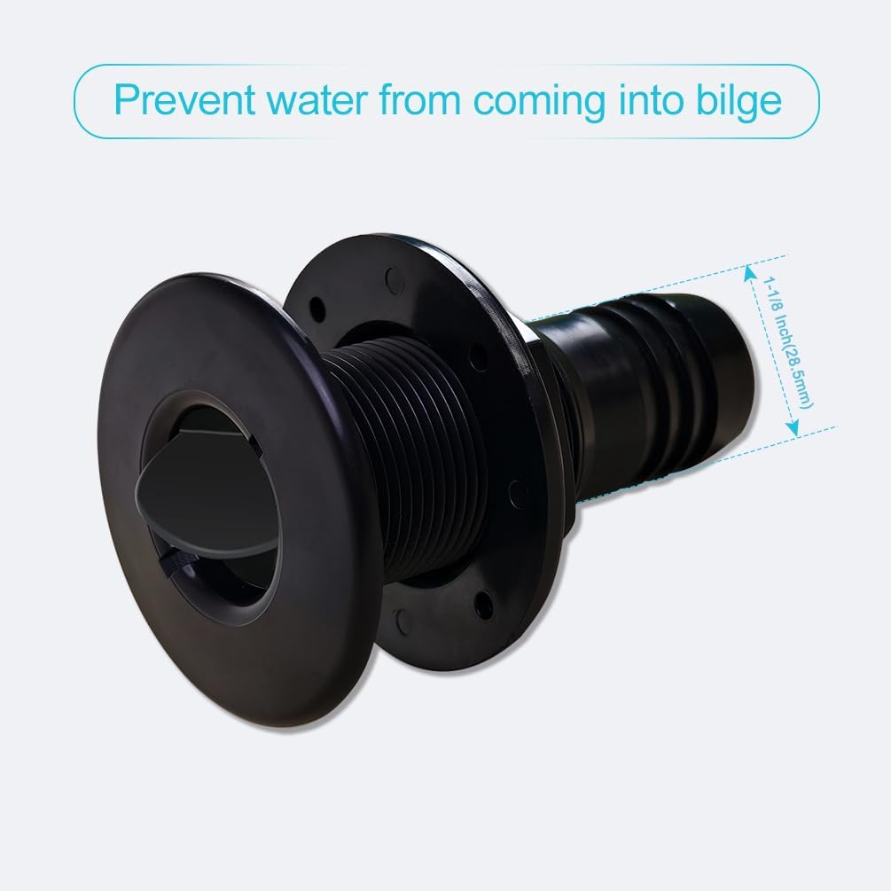 Marine Bilge Pump Hose 1-1/8 Inch Plumbing, Black Straight Thru Hull