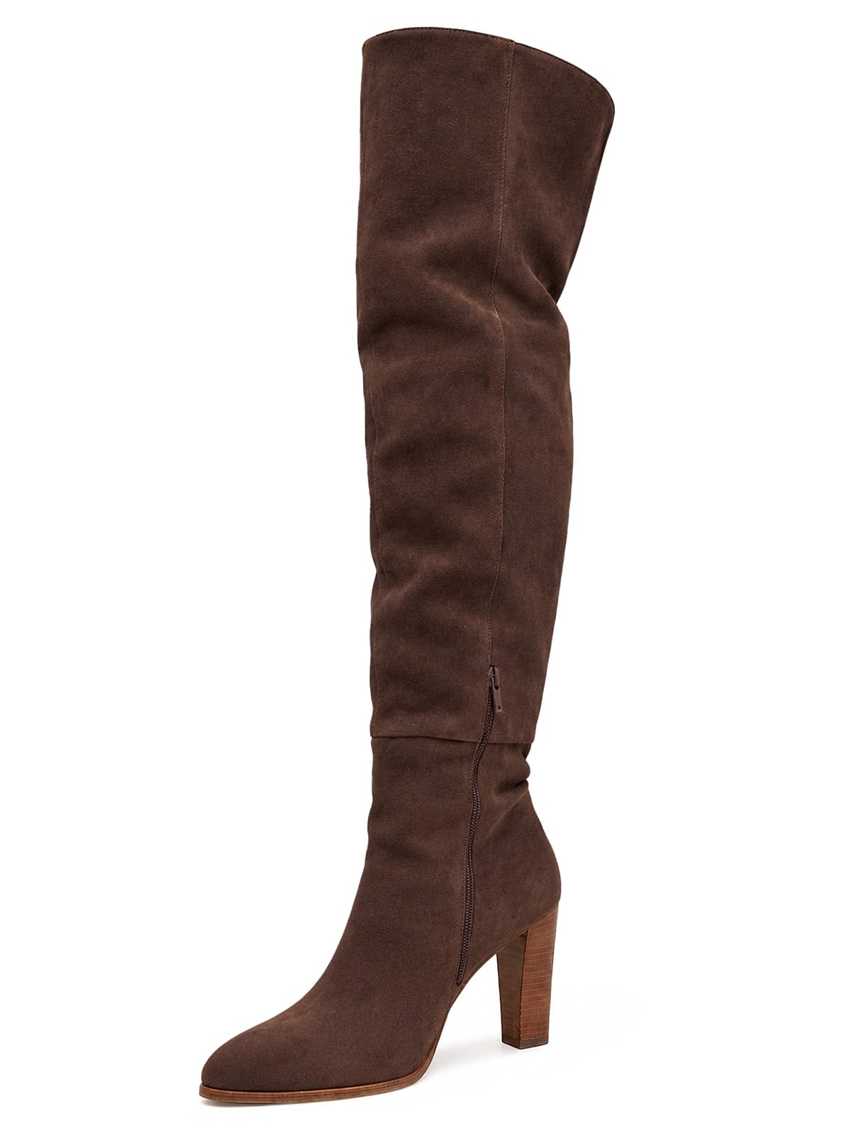 Womens Over the Knee High Boots Thigh High Chunky Heel Zip Boots