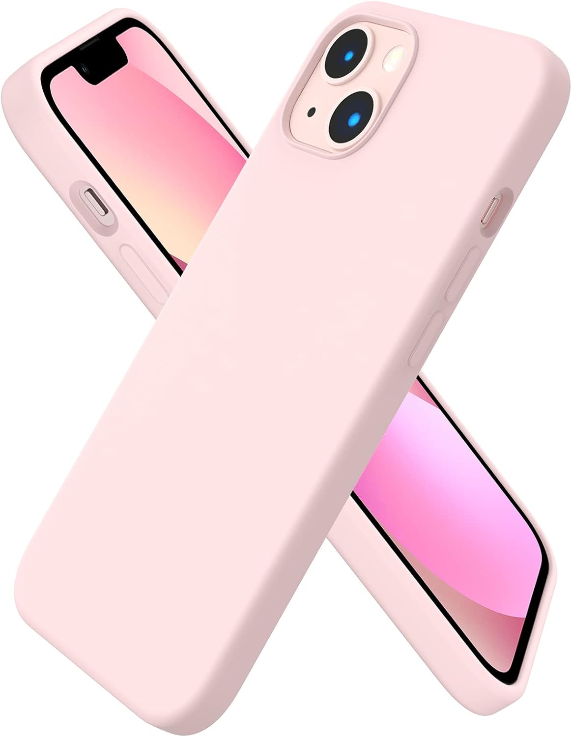 Compatible with iPhone 13 Case 6.1, Slim Liquid Silicone 3 Layers Full Covered Soft Gel Rubber Phone Case Protective