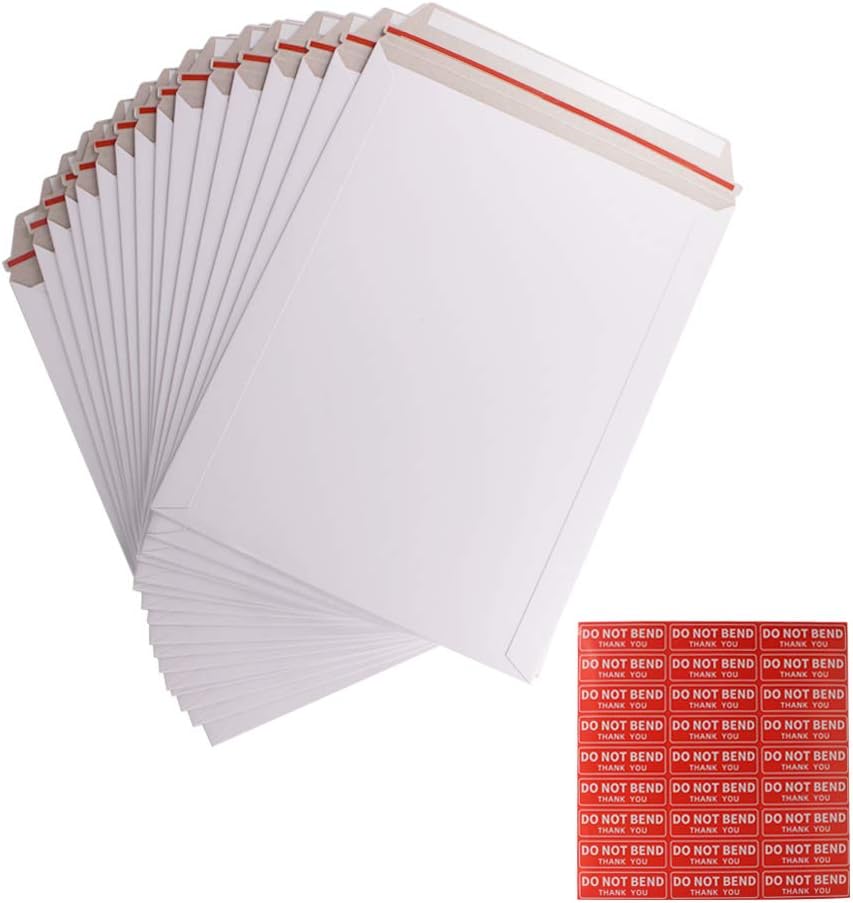 100 Pack 9X12 inch Self Seal Photo Document Mailers Stay Flat White Cardboard Envelopes White Photography Mailersfor
