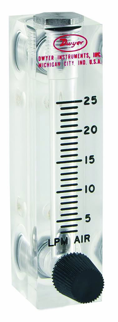 Dwyer Visi-Float Flowmeter, VFA-34-SSV, Acrylic Block, 5% FS Acc, 20-200 cc/min Water, SS Valve