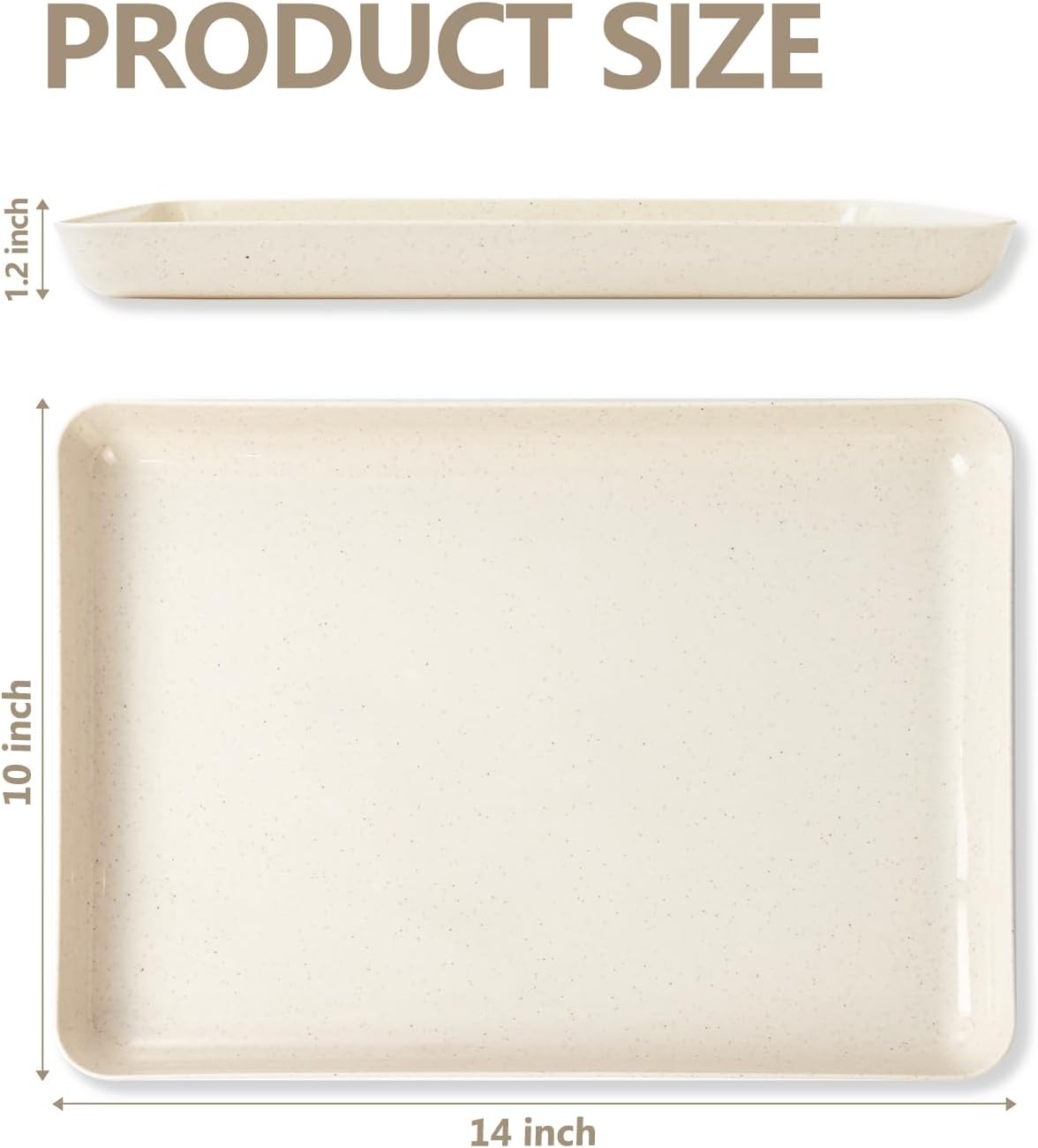 8PCS Ivory Wheat Straw Plastic Serving Trays for Party Wedding