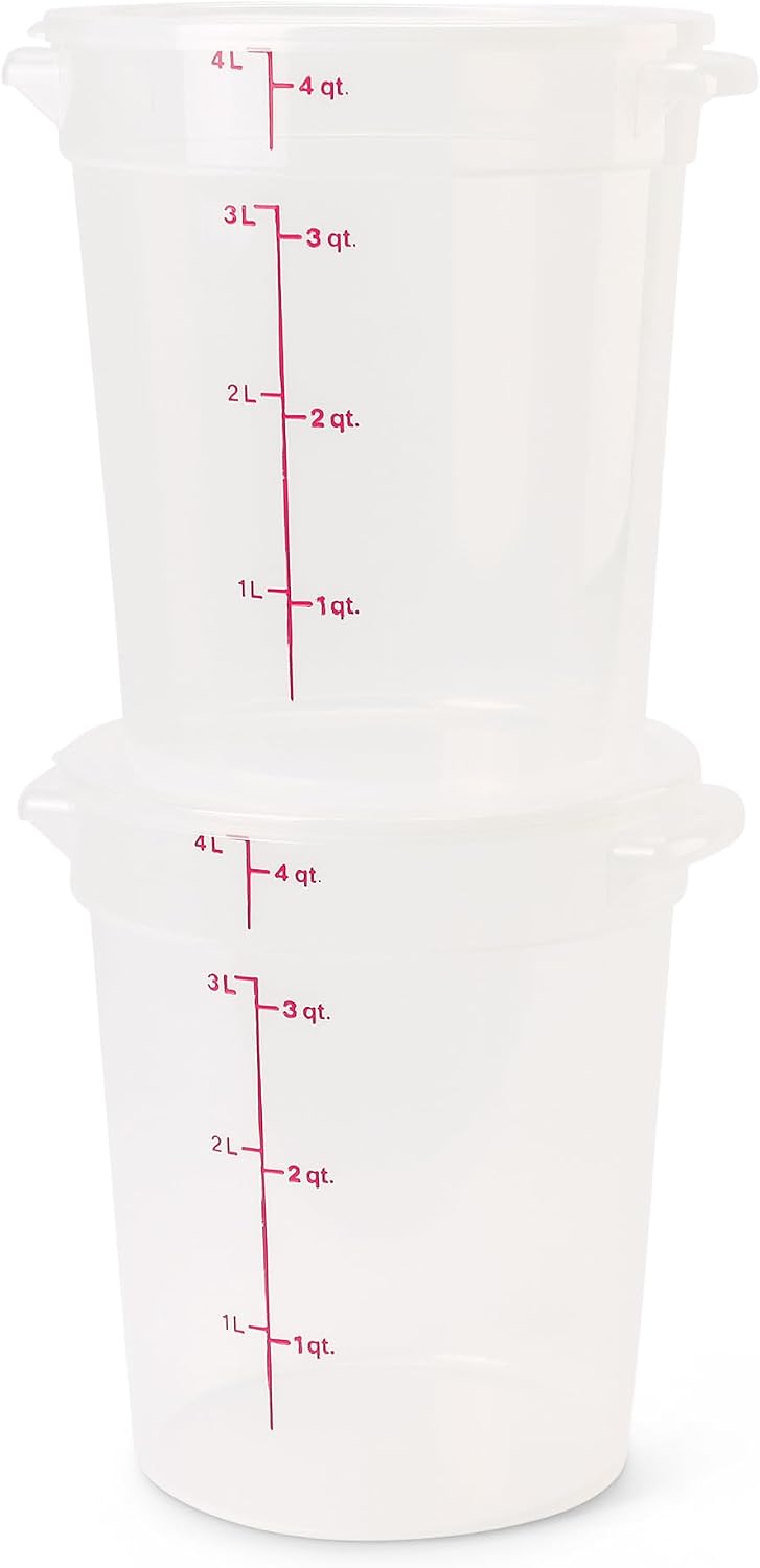 Food Storage Containers with Lids (BPA-Free) - 4 Quart - Food Grade Buckets with Lids (2 Pack) - For Dough Proofing