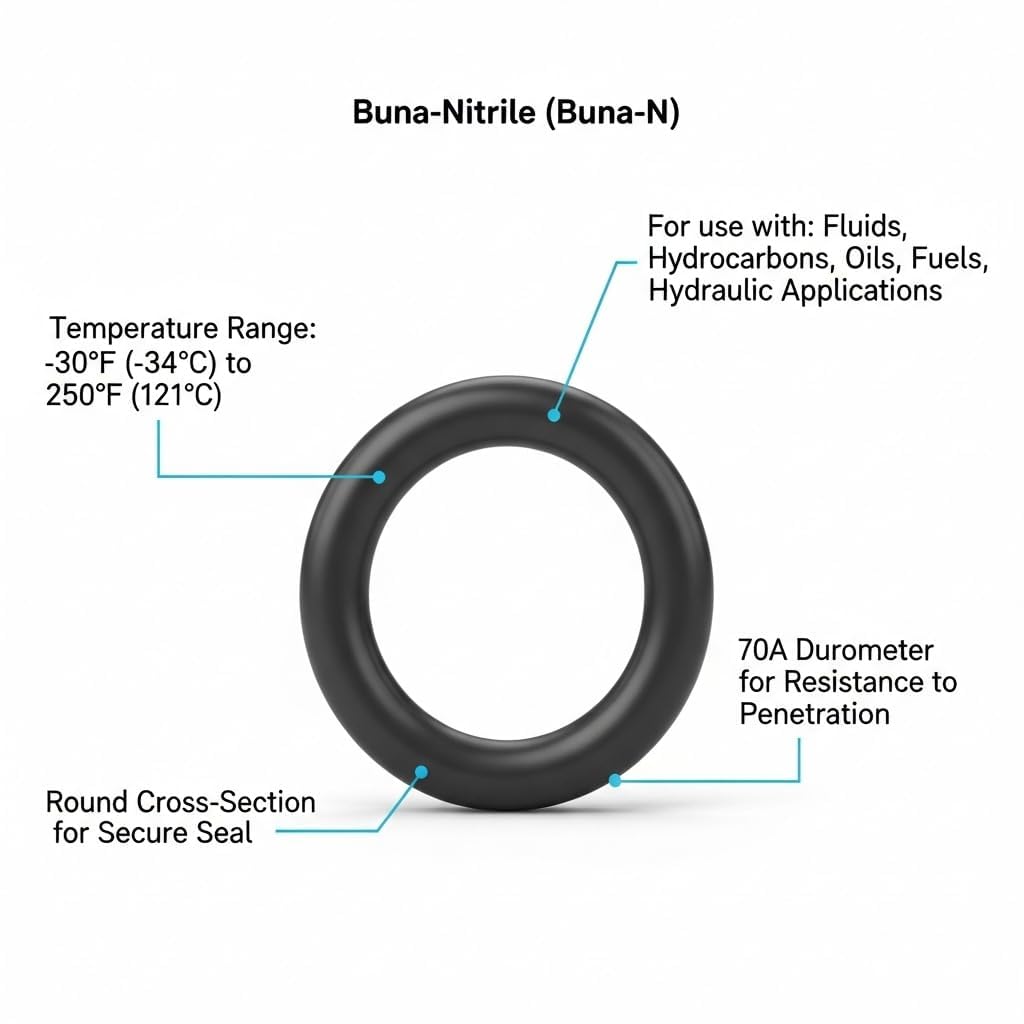 10 PK AS-334 Buna-N O-Ring, 70A 2-5/8" ID, 3" OD, 3/16" Width, Black