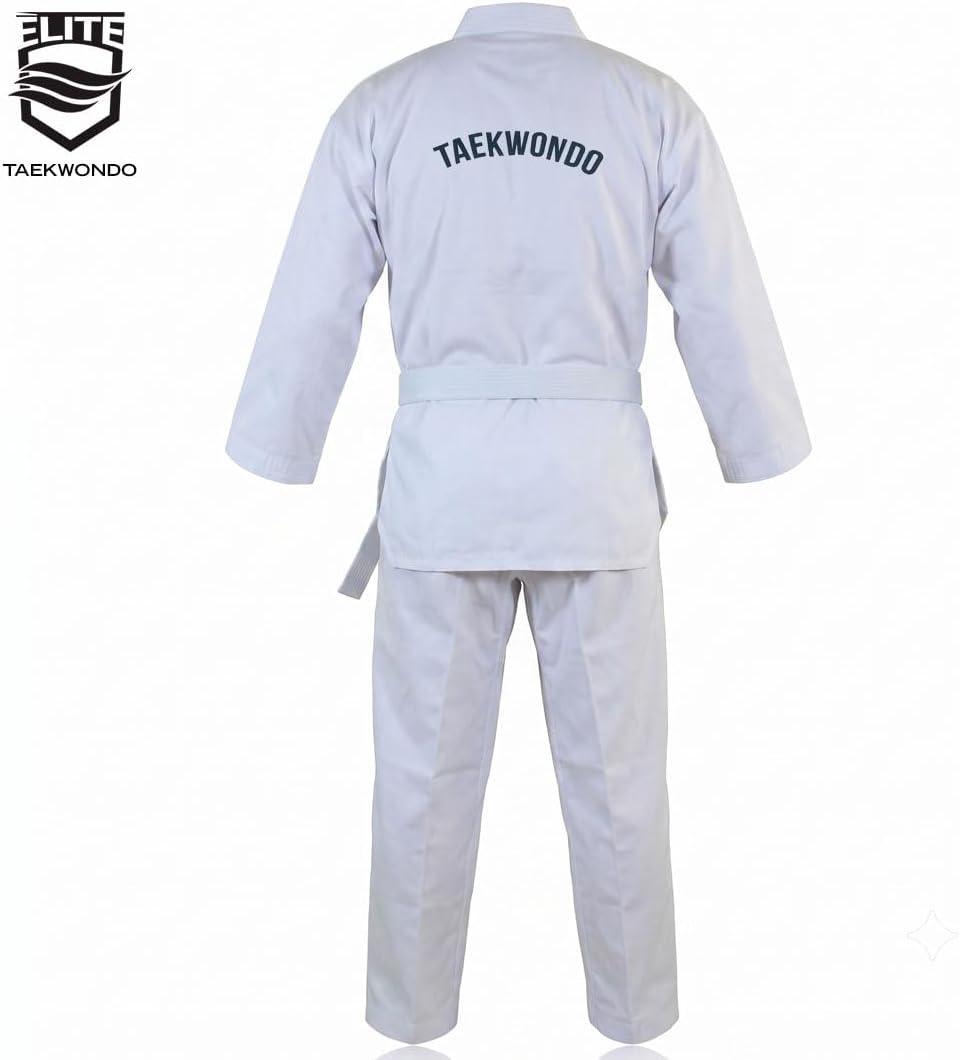 ELITE - Classic White Collar Taekwondo Uniform (TKD Dobok) - Hi Performance Ribbed Fabric for Optimal Comfort