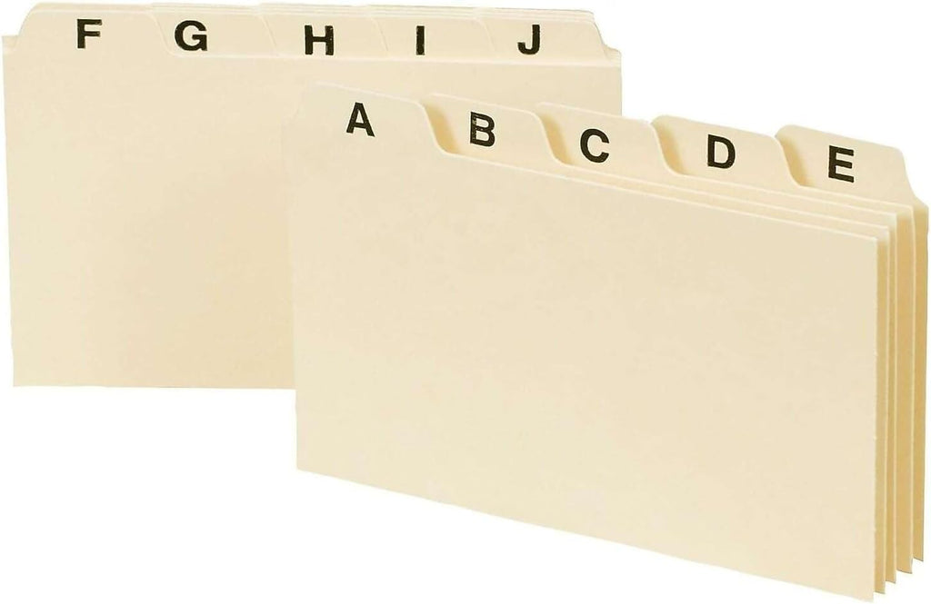Manila Card File Guides, Index Card Dividers, 3x5 A-Z Tabs 25 Set | Alphabetical index card dividers 3x5 sort a 3 x 5