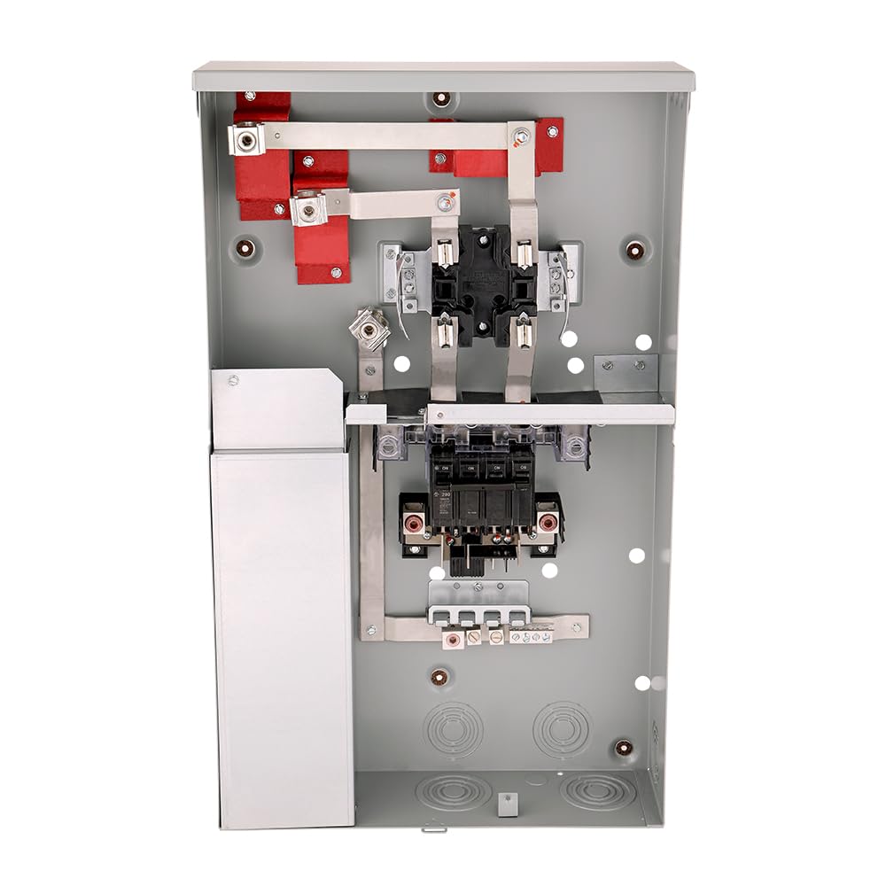 MIDWEST R281CB1ETG 200A Ringless Meter Socket Load Center • 4-Space, 8-Circuit Combo Panel with Main Breaker • Overhead/Underground Feed • Outdoor Enclosure • Surface Mount