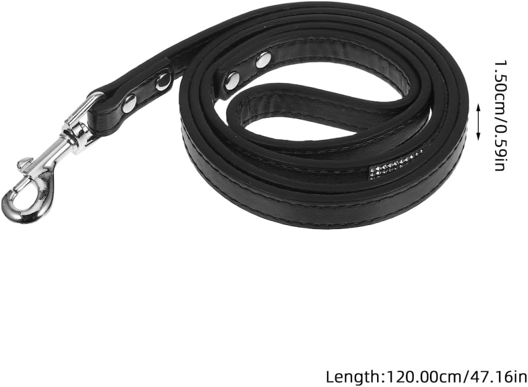 Rhinestone Dog Leash 3.7ft Black