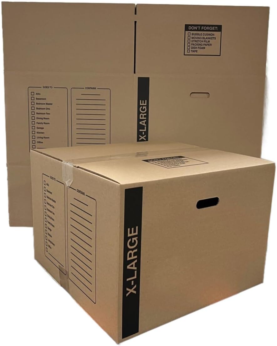 5 - Pack X-Large Cardboard Moving Boxes 23x23x16 32 ECT With Handles
